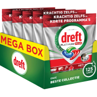 Dreft Vaatwastabletten Platinum Plus All In One Bries   5 x 25 stuks   Voordeelverpakking