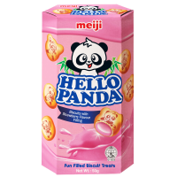 Meiji Hello Panda koekjes met vulling met aardbeiensmaak 50 g
