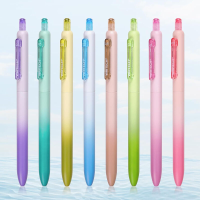 WRITECH gelstiften met fijne punt (0,5 mm), intrekbaar, meerkleurig, niet uitloopend, kleurverloop, esthetische penhuis, 8 pack voor journaling en notitie, stille klik