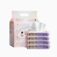 Bc Babycare wegwerpgesichtshanddoekjes, 192 stuks (48 vellen × 4 pakken), 200 × 200 mm droge doekjes voor baby's & volwassenen met een gevoelige huid, ultrazachte natte & droge tweedelige gezichtsdoekjes