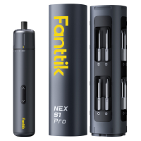 Fanttik S1 Pro elektrische schroevendraaier, met 16 S2 stalen bits, 3 staps koppelinstelling, max. 6 N·m, 2000 mAh accu, ledverlichting, 1/4 inch binnenzeskantaansluiting, geschikt voor meubels en spelconsoles