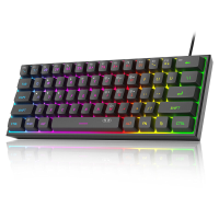 MageGee TS91 60% bedraad gamingtoetsenbord, US QWERTY indeling, RGB achtergrondverlichting, 61 toetsen, ultracompact, ergonomisch, waterdicht, mechanisch gevoel, geschikt voor PC, Mac, PS4, Xbox One, gamers (zwart)