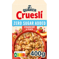 Quaker Cruesli zonder toegevoegde suikers aardbei & perzik   400 g
