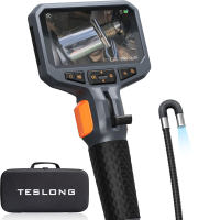 Teslong TD450S inspectiecamera met scharnierende 8,5 mm lens, 4,5 inch IPS tweerichtingsinspectiecamera met scharnierende sonde, flexibele borescoop met lamp voor inspectie van muren/auto's/motoren (1,55 m/8,5 mm)