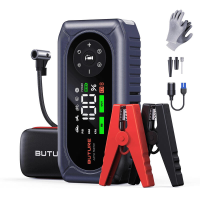 BuTure BC02 4500 A Jumpstarter met luchtcompressor – 5 in 1 draagbare auto startkabel voor 12V voertuigen (tot 9,0 L benzinemotoren/8,0 L dieselmotoren), 150PSI bandenpomp, 500 lumen LED zaklamp, powerbank