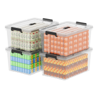 SPACEXPERT Draagbare Transparante Plastic Opbergdozen met Deksels, Organizer Container met Handvat en Clips, 70 L x 4, Afmetingen: 63,5*43,5*33 cm