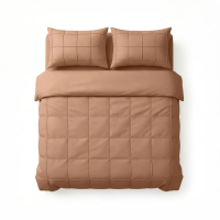 Sleeptime Dekbedovertrekset Geruit Pintuck 140 x 200/220 + 1 Kussensloop 60 x 70 cm   Microvezel   Mokka