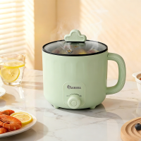 IAGREEA Draagbare elektrische kookpan 1,6 L ramenkoker, ramen noedelkoker   Mini ramenmaker met dubbele stroomvoorziening, multifunctionele 'lazypot', antiaanbaklaag met droogkookbeveiliging voor pasta, noedels en ei soep, compact voor studentenkamers en 