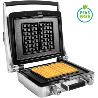 Fritel WaffleTastic® CW 3637   Wafelijzer voor 4 x 7 traditionele Belgische wafels – 1600 W – Verwisselbare platen – PFAS vrij + 60' timer   Zilvergrijs