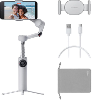 【Terug naar school】Insta360 Flow 2 grijs, gimbal voor smartphones   opvouwbare smartphonegimbal met kunstmatige intelligentie, tracking met kunstmatige intelligentie en van meerdere personen, geïntegreerd statief/selfiestick, afstandsbediening, voor iPhon
