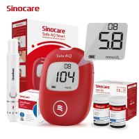 Sinocare Safe AQ Slimme diabetes testkit bloedsuikermeter bloedsuiker suiker testkit met 50 diabetes teststrips & 50 lanceringen transparante mmol versie