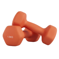 JOYFURNOSpaar neopreen handgewichten, 2 x 1,5 kg zeshoekige halters, fitnessoefeningen voor thuistraining, oranje