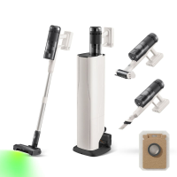 Roborock H60 Hub Pro draadloze stofzuiger met automatische afzuigstation, 170 AW zuigkracht voor tapijten en harde vloeren, 80 minuten gebruiksduur, anti klitborstel, groene LED stofdetectie
