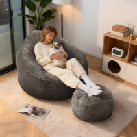 GTIMEX Zitzak, Lazy Sofa Gaming Zitzak met Voetenbank, 97 x 93 x 77 cm, Statische draagcapaciteit: 135 kg, Zacht en veerkrachtig, met vulling van korrelig traagschuim, met voetenbank 50 x 50 x 35 cm, Bankstoel voor volwassenen en kinderen, voor slaapkamer