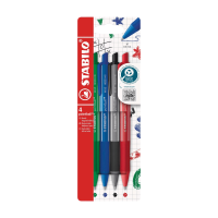 STABILO pointball colorful   Balpen   Set van 4   Donkergrijs, Mintgroen, Roestrood en Ultramarijn