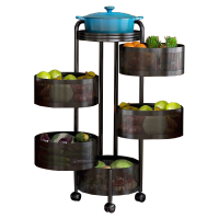 Maxcook 6 laags draaibaar opbergrek voor op de vloer (ronde manden, multifunctionele organizer)
