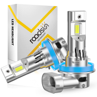 Roadsun H8/H9/H11 LED lampen, 6500K koel wit, 5x helderder, nevel  en koplamp, plug and play, 1:1 design, polariteitsongevoelig, met 16.000 Rpm ventilator