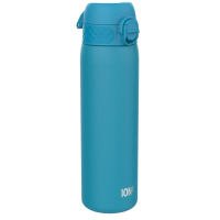 ION8 lichtgewicht stalen waterfles, 600 ml/20 oz, niet geïsoleerd, lekvrij, eenvoudig te openen, veilige vergrendeling, vaatwasserbestendig, flip dop, past in bekerhouders, draaggreep, metalen waterfles, blauw
