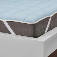 MENDALE Gewatteerde matrastopper – dubbelzijdige koelende in lichtblauw & beige – extra dik gewatteerd, ademend en comfortabel met hoekriemjes voor alle seizoens, 90 x 200 cm