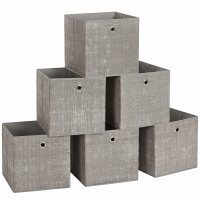 JOYFURNOS Opbergkubussen in Pampas Grijs – Set van 6 opvouwbare dozen van non woven stof met handvatten, 30 x 30 x 30 cm, passend voor kubusrekken – ideaal voor kleding  en plankorganisatie