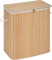 5Five wasmand van bamboe met deksel   2 compartimenten, 100 liter, naturel, 52 x 32 x 63 cm