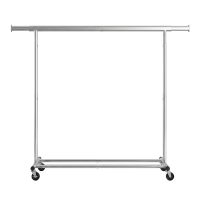 Ochama  Kledingrek met Wielen, Verstelbaar Kledingrek, Zwaar Belastbaar, voor Slaapkamer, 150 kg Draagvermogen, Eenvoudige Montage, Zilver
