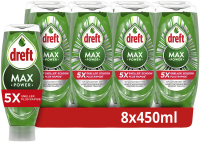 Dreft MaxPower Vloeibaar Afwasmiddel   8 x 450 ml