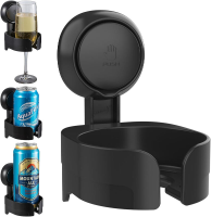 TAILI Zuignap Wijn Glas Houder voor Douche, Verwijderbare Wandmontage Bad Bekerhouder voor Bier, Wijn, Drankjes, Geniet in de Spa, Badkamer, Keuken, enz. Zwart