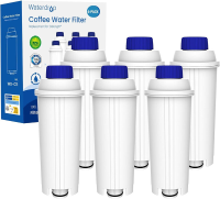 Waterdrop Waterfilter, vervanging voor DeLonghi koffiemachine ECAM, Eletta, Dinamica, DLSC002, Magnifica, ETAM Autentica en diverse Esam modellen (6 stuks verpakking)