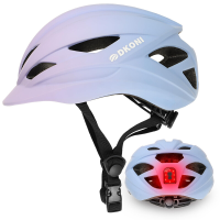 DKONI HS 086 volwassenen fietshelm met licht, roze blauw, L 58 61 cm