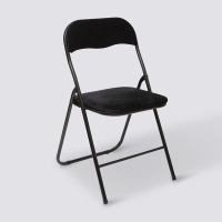 5Five Vouwstoel Velours   Zwart, 44 x 48 x 79 cm