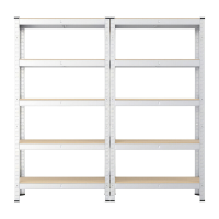 JOYFURNOS 5 laags stellingkasten set van 2, Stalen stellingkast voor opslag, garage, schuur, 30 x 75 x 150 cm, Zilver
