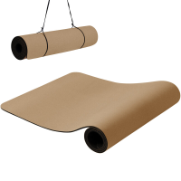 MISS LULU Good Nite Yoga mat kurkmat, antislip gymnastiekmat sportmat fitnessmat trainingsmat 183 x 61 x 0.6 Cm duurzame kurkmat (bruin/zwart)