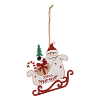 Feeric Houten Kerst Slede Ornament   Rood, 14 cm