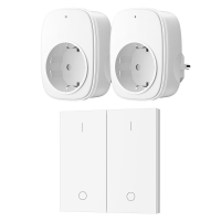 Dewenwils stopcontacten met afstandsbediening, 2 stopcontacten met 1 wandknop, Plug & Play, 30 m actieradius, vlambestendig, geen wifi nodig, met kinderbeveiliging, 3680 W, 16 A, wit