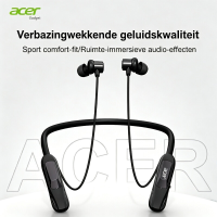 Acer OHR810 draadloze nekband in ear oordopjes voor sport, magnetische opslag, dual mode voor gaming en muziek, Bluetooth 5.4, Ultralange stand by, diepe bas, stereo ruisonderdrukking voor bellen, gamingmodus met lage latentie, Hi Fi Dolby audio, aanbevol