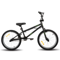 Hiland, Redeem, 20 inch BMX fiets voor kinderen en tieners, geschikt voor freestyle rijders van beginners tot gevorderden, met 360 gradenrotor en 4 pegs, zwart