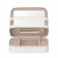 JOYFURNOS Cosmetica organizer met Spiegel, Reis Make upkoffer, Sieradendoos, Draagbare Make upzak, Cadeau voor Vrouwen, Wit