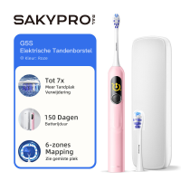 SAKYPRORAL AI Slimme Elektrische Tandenborstel voor Kinderen & Volwassenen met LED scherm | 150 Dagen Oplaadbaar, Real time Poetskaart | 3 Min Timer, Reisetui | Sonic Tandenborstel Cadeau voor Gezin & Kerstmis (G5S Roze)