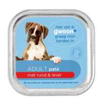 G'woon hondenvoer, runderlever, beker, 150 g