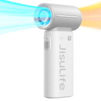 JISULIFE Draagbare Handventilator Life 9, 5000 mAh Oplaadbaar, Turbo Power Hoge Snelheid, Max. 18 Uur, 5 Snelheidsstanden, Mini Zakformaat, Wit