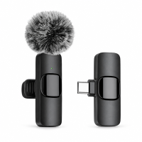 Verbex K9 Zwart microfoon livestreammicrofoon draadloze mini microfoon met ruisonderdrukking alles in één draadloze dasspeldmicrofoon voor livestreaming, opnamen en interviews compatibel met Type c aansluiting