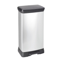 Curver Decobin afvalemmer   50 liter   39 x 29 x 72 cm   zilver metallic   premium opbergoplossing, duurzaam kunststof, moderne huisorganisatie