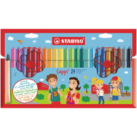 STABILO Cappi   Viltstift met dopring   Set van 24   Assorti kleuren met 2 dopringen
