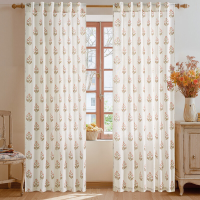 PONY DANCE Bloemen Gordijnen met Lussen en Roedezak, Landelijke Botanische Print, Voor Woonkamer en Slaapkamer, 2 Panelen, B132 x L220 cm, Mandarijnroze