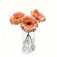3 Stuks 9,05 in/23 cm kunstzijden gerbera bloemen bruiloft thuis veranda's tafeldecoratie nep madeliefje chrysant feest huisdecoratie (oranje)