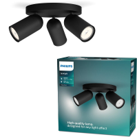 Philips Pongee opbouwspot   3 lichts   zwart