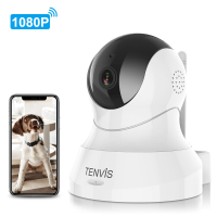 TENVIS 1080P slimme beveiligingscamera met 360° dekking, tweerichtingsaudio, bewegingsdetectie en nachtzicht, ABS kunststof en metaal, in wit, TH661D