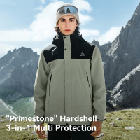 PELLIOT fleece gevoerde jas met kleurverloop voor heren Kamperen Reizen Waterdicht Duurzaam , Manmu, zwart + groen, maat L