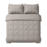 Sleeptime Dekbedovertrekset Geruit Pintuck 240 x 200/220 + 2 Kussenslopen 60 x 70 cm   Microvezel   Taupe